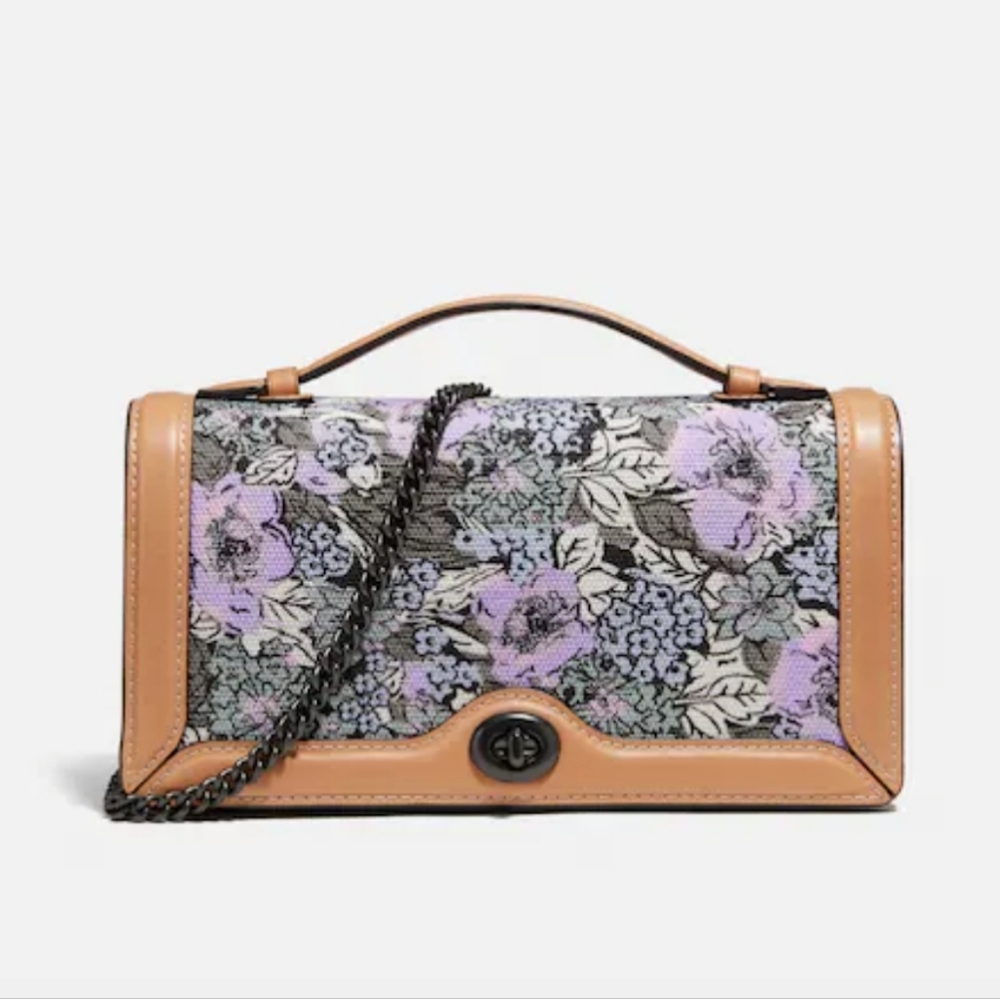 Coach Riley Chain Clutch With Heritage Floral Print